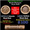 Image 1 : Mixed small cents 1c orig shotgun roll, 1919-d Wheat Cent, 1892 Indian Cent other end, brinks Wrappe