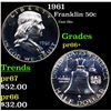Image 1 : Proof 1961 Franklin Half Dollar 50c Grades GEM++ Proof