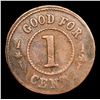 Image 3 : (1863) Knickerbocker Civil War Token 1c Grades vf+