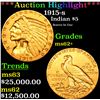 Image 1 : ***Auction Highlight*** 1915-s Gold Indian Half Eagle $5 Graded Select Unc By USCG (fc)