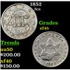 Image 1 : 1852 Three Cent Silver 3cs Grades xf+