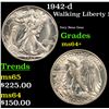 Image 1 : 1942-d Walking Liberty Half Dollar 50c Grades Choice+ Unc