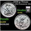 Image 1 : 1938-p Texas Old Commem Half Dollar 50c Graded ms66 By SEGS
