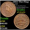 1863 The Flag Civil War Token 1c Grades xf details