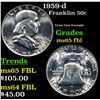 1959-d Franklin Half Dollar 50c Grades GEM FBL
