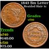 1843 Sm Letter Braided Hair Large Cent 1c Grades vf++