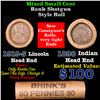 Image 1 : Mixed small cents 1c orig shotgun roll, 1919-s Wheat Cent, 1898 Indian Cent other end, brinks Wrappe