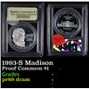 Image 1 : Proof 1993-S Madison Modern Commem Dollar $1 Graded GEM++ Proof Deep Cameo By USCG