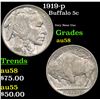 1919-p Buffalo Nickel 5c Grades Choice AU/BU Slider