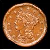 Image 2 : 1857 Sm Date Braided Hair Large Cent 1c Grades AU, Almost Unc