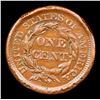 Image 3 : 1857 Sm Date Braided Hair Large Cent 1c Grades AU, Almost Unc