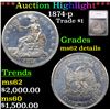 ***Auction Highlight*** 1874-p Trade Dollar $1 Graded ms62 details By SEGS (fc)