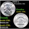 1952-s Franklin Half Dollar 50c Grades GEM+ FBL