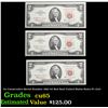 Image 1 : 3x Consecutive Serial Number 1963 $2 Red Seal United States Notes Fr-1513 Grades Gem CU