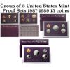 Group of 3 United States Mint Proof Sets 1987-1989 15 coins