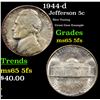 1944-D Jefferson Nickel 5c Grades GEM 5fs
