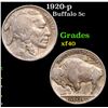 1920-p Buffalo Nickel 5c Grades xf