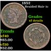 1852 Braided Hair Large Cent 1c Grades xf details