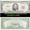 1963 $5 Red seal United States Note Grades Choice AU