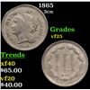 Image 1 : 1865 Three Cent Copper Nickel 3cn Grades vf+