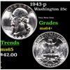 1943-p Washington Quarter 25c Grades Choice+ Unc