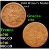 1863 Wilson's Medal Civil War Token 1c Grades xf