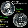 Proof 1942-p Washington Quarter 25c Grades GEM++ Proof