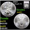 2017 Silver Eagle Dollar $1 Graded ms69+ By SEGS