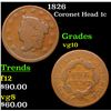 Image 1 : 1826 Coronet Head Large Cent 1c Grades vg+