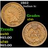 1862 Indian Cent 1c Grades xf+