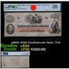 Image 1 : 1860's $100 Confederate Note, T-41 Graded vf20 By PMG