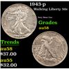 1943-p Walking Liberty Half Dollar 50c Grades Choice AU/BU Slider