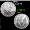 2002 Silver Eagle Dollar $1 Grades GEM++ Unc