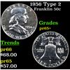 Image 1 : Proof 1956 Type 2 Franklin Half Dollar 50c Grades GEM+ Proof