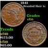1841 Braided Hair Large Cent 1c Grades vf++