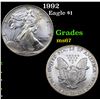 1992 Silver Eagle Dollar $1 Grades GEM++ Unc