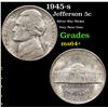 1945-s Jefferson Nickel 5c Grades Choice+ Unc