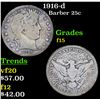 Image 1 : 1916-d Barber Quarter 25c Grades f+