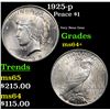 Image 1 : 1925-p Peace Dollar $1 Grades Choice+ Unc