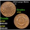 Image 1 : 1864 Large Motto Two Cent Piece 2c Grades xf