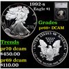 Image 1 : Proof 1992-s Silver Eagle Dollar $1 Graded pr69+ DCAM By SEGS