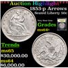 Image 1 : ***Auction Highlight*** 1853-p Arrows & Rays Seated Half Dollar 50c Grades Choice+ Unc BY USCG