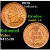 Image 1 : 1906 Indian Cent 1c Grades GEM++ RB
