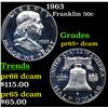 Image 1 : Proof 1963 Franklin Half Dollar 50c Grades GEM+ Proof Deep Cameo
