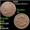 Image 1 : 1808 Classic Head Large Cent 1c Grades g+