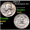 Image 1 : 1962-d Washington Quarter 25c Grades GEM Unc