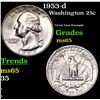 Image 1 : 1953-d Washington Quarter 25c Grades GEM Unc