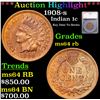 Image 1 : ***Auction Highlight*** 1908-s Indian Cent 1c Grades Choice Unc RB By SEGS