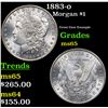 Image 1 : 1883-o Morgan Dollar $1 Grades GEM Unc