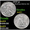 Image 1 : 1937-p Walking Liberty Half Dollar 50c Grades Select+ Unc